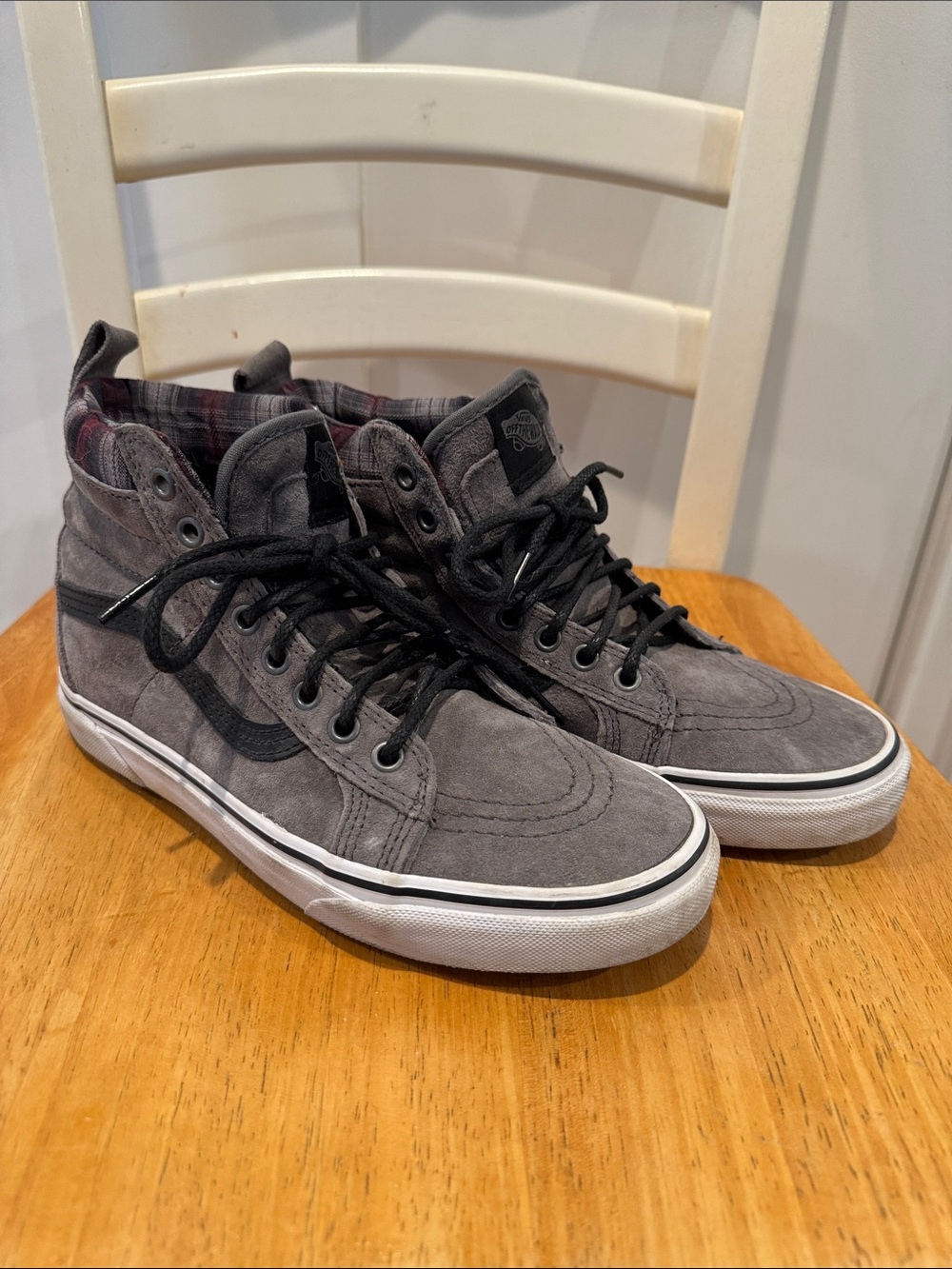 Vans Gray Suede Sk8-Hi Sneakers with Black Stripe